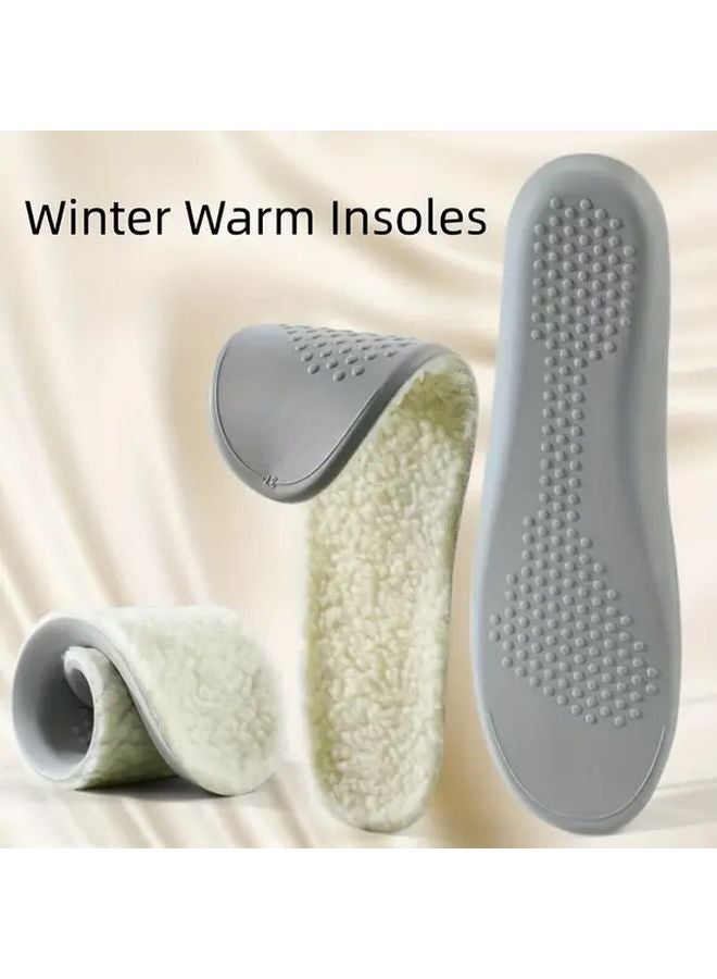 White Winter Warm Insoles Thickened PU Foam Arch Support Non Slip Breathable EU41 42 - Image 3